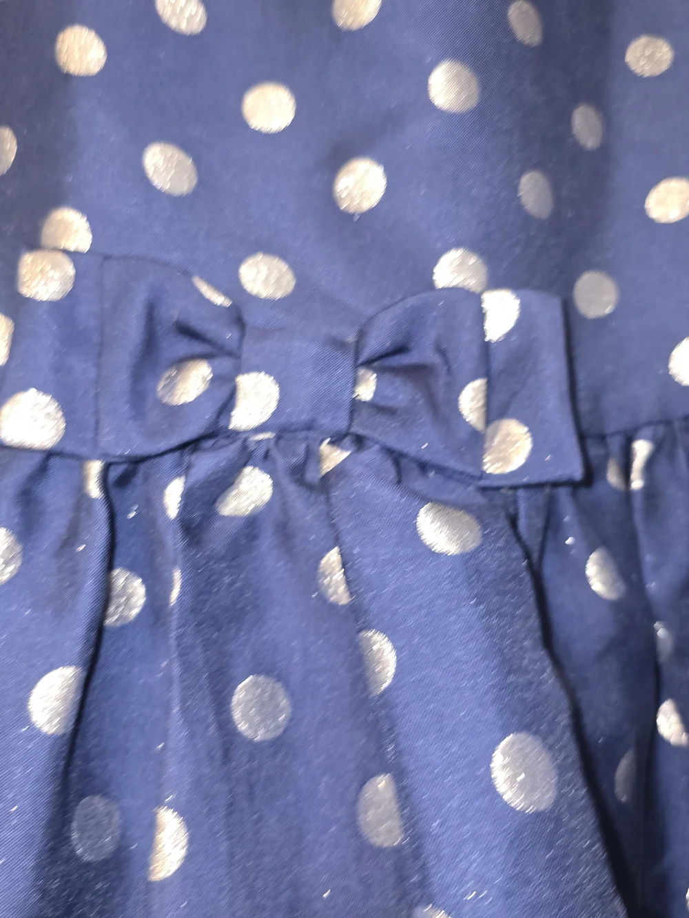 Gymboree Dressed Up Girls Size 8 Navy Blue Silver Polka Dot Party Dress Holiday